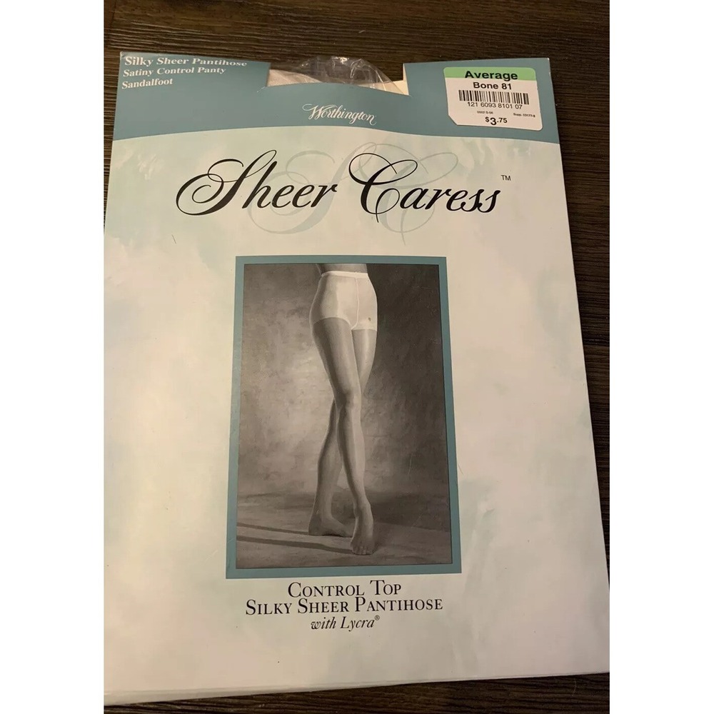Worthington‎ Bone Sheer Caress Pantyhose Average Size Control Panty Silky Sheer
